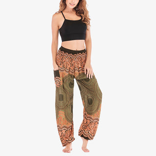 Buddha Gift Round Geometric Pattern Loose Casual Harem Trousers High Waist Women's Yoga Pants