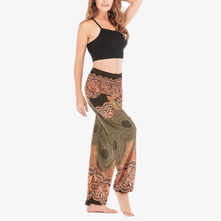 Buddha Gift Round Geometric Pattern Loose Casual Harem Trousers High Waist Women's Yoga Pants