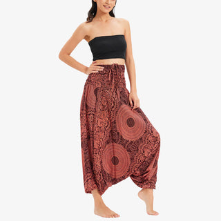Buddha Gift Two Style Wear Round Geometric Loose Casual Harem Trousers Jumpsuit Women's Yoga Pants