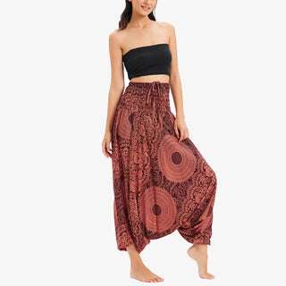 Buddha Gift Two Style Wear Round Geometric Loose Casual Harem Trousers Jumpsuit Women's Yoga Pants