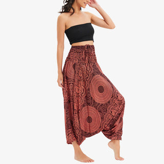 Buddha Gift Two Style Wear Round Geometric Loose Casual Harem Trousers Jumpsuit Women's Yoga Pants