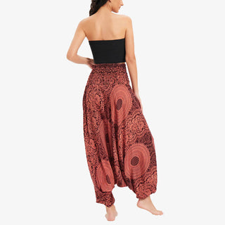Buddha Gift Two Style Wear Round Geometric Loose Casual Harem Trousers Jumpsuit Women's Yoga Pants