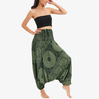Buddha Gift Two Style Wear Round Geometric Loose Casual Harem Trousers Jumpsuit Women's Yoga Pants