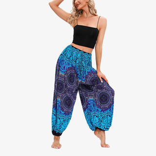 Buddha Gift Round Geometric Flower Floral Loose Harem Trousers Women's Yoga Pants