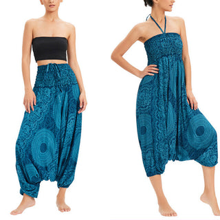 Buddha Gift Two Style Wear Round Geometric Loose Casual Harem Trousers Jumpsuit Women's Yoga Pants