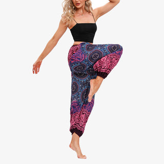 Buddha Gift Round Geometric Flower Floral Loose Harem Trousers Women's Yoga Pants