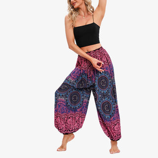Buddha Gift Round Geometric Flower Floral Loose Harem Trousers Women's Yoga Pants