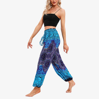 Buddha Gift Round Geometric Flower Floral Loose Harem Trousers Women's Yoga Pants