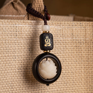 Buddha Gift Ebony Wood Bodhi Seed Lotus Enlightenment Key Chain Decoration
