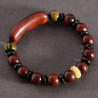 Buddha Gift Small Leaf Red Sandalwood Om Mani Padme Hum Engraved Protection Bracelet