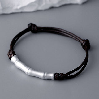 Buddha Gift 999 Sterling Silver Bone Pattern Luck Rope Braided Bracelet