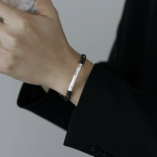 Buddha Gift 999 Sterling Silver Bone Pattern Luck Rope Braided Bracelet