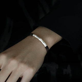 Buddha Gift 999 Sterling Silver Bone Pattern Luck Rope Braided Bracelet