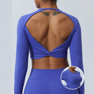 Buddha Gift Women Workout Long Sleeve Crisscross Backless Top Tee Leggings Sports Fitness Yoga Outfit