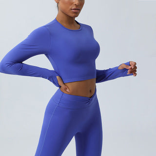 Buddha Gift Women Workout Long Sleeve Crisscross Backless Top Tee Leggings Sports Fitness Yoga Outfit