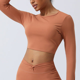 Buddha Gift Women Workout Long Sleeve Crisscross Backless Top Tee Leggings Sports Fitness Yoga Outfit