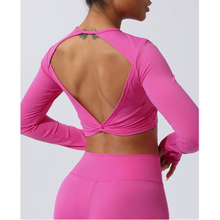 Buddha Gift Women Workout Long Sleeve Crisscross Backless Top Tee Leggings Sports Fitness Yoga Outfit