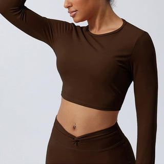Buddha Gift Women Workout Long Sleeve Crisscross Backless Top Tee Leggings Sports Fitness Yoga Outfit