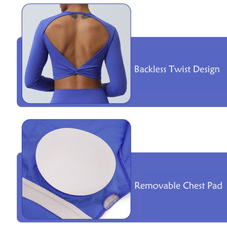 Buddha Gift Women Workout Long Sleeve Crisscross Backless Top Tee Leggings Sports Fitness Yoga Outfit