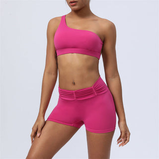 Buddha Gift 2Pcs Backless Asymmetrical Design Top Bra Shorts Leggings Pants Fitness Yoga Outfit Set