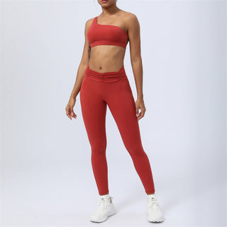 Buddha Gift 2Pcs Backless Asymmetrical Design Top Bra Shorts Leggings Pants Fitness Yoga Outfit Set