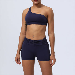 Buddha Gift 2Pcs Backless Asymmetrical Design Top Bra Shorts Leggings Pants Fitness Yoga Outfit Set