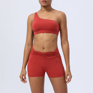 Buddha Gift 2Pcs Backless Asymmetrical Design Top Bra Shorts Leggings Pants Fitness Yoga Outfit Set