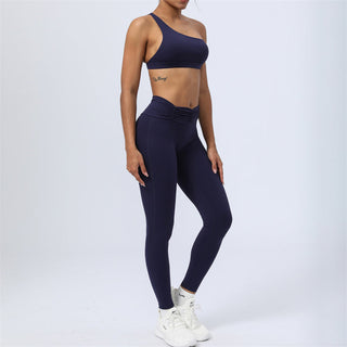Buddha Gift 2Pcs Backless Asymmetrical Design Top Bra Shorts Leggings Pants Fitness Yoga Outfit Set