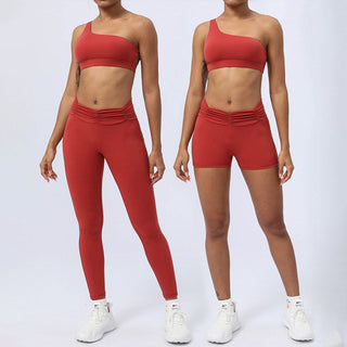Buddha Gift 2Pcs Backless Asymmetrical Design Top Bra Shorts Leggings Pants Fitness Yoga Outfit Set