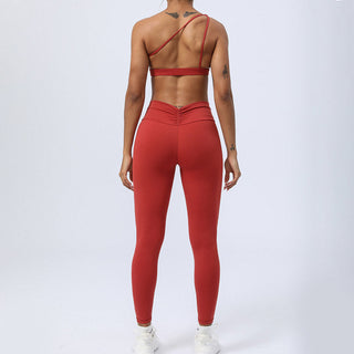Buddha Gift 2Pcs Backless Asymmetrical Design Top Bra Shorts Leggings Pants Fitness Yoga Outfit Set