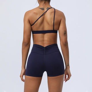 Buddha Gift 2Pcs Backless Asymmetrical Design Top Bra Shorts Leggings Pants Fitness Yoga Outfit Set
