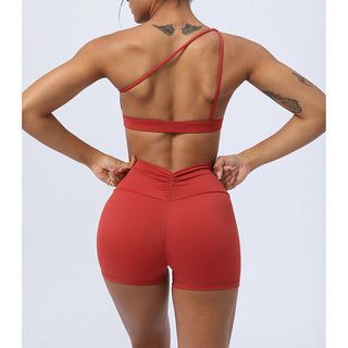 Buddha Gift 2Pcs Backless Asymmetrical Design Top Bra Shorts Leggings Pants Fitness Yoga Outfit Set