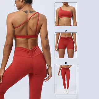 Buddha Gift 2Pcs Backless Asymmetrical Design Top Bra Shorts Leggings Pants Fitness Yoga Outfit Set