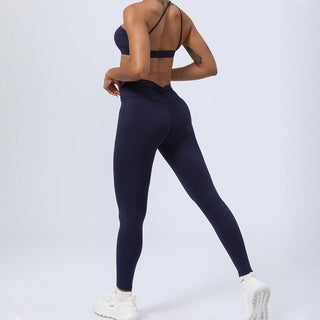 Buddha Gift 2Pcs Backless Asymmetrical Design Top Bra Shorts Leggings Pants Fitness Yoga Outfit Set