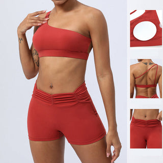 Buddha Gift 2Pcs Backless Asymmetrical Design Top Bra Shorts Leggings Pants Fitness Yoga Outfit Set