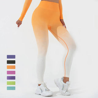 Buddha Gift Gradient Long Sleeve Crop Top Tee Bra Leggings Pants Fitness Yoga Outfit