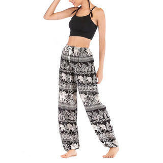 Buddha Gift Boho Loose Elephant Pattern Harem Trousers Women's Yoga Pants