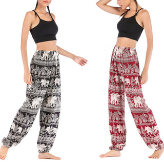 Buddha Gift Boho Loose Elephant Pattern Harem Trousers Women's Yoga Pants