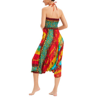 Buddha Gift Two Style Wear Gradient Colorful Loose Smocked Harem Trousers Jumpsuit High Waist Pants