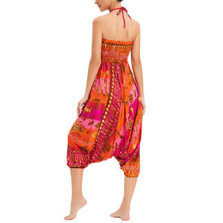 Buddha Gift Two Style Wear Gradient Colorful Loose Smocked Harem Trousers Jumpsuit High Waist Pants