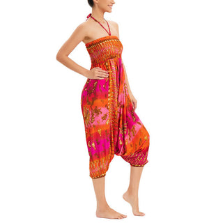 Buddha Gift Two Style Wear Gradient Colorful Loose Smocked Harem Trousers Jumpsuit High Waist Pants