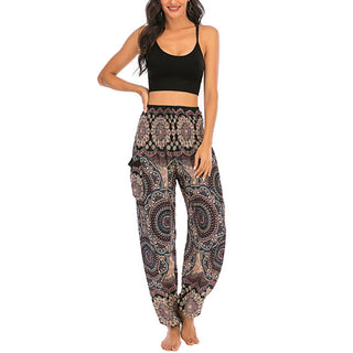 Buddha Gift Boho Loose Round Geometric Pattern Harem Trousers Women's Yoga Pants