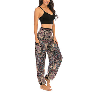 Buddha Gift Boho Loose Round Geometric Pattern Harem Trousers Women's Yoga Pants