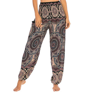 Buddha Gift Boho Loose Round Geometric Pattern Harem Trousers Women's Yoga Pants