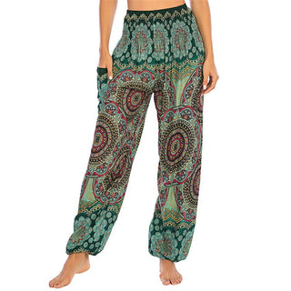 Buddha Gift Boho Loose Round Geometric Pattern Harem Trousers Women's Yoga Pants