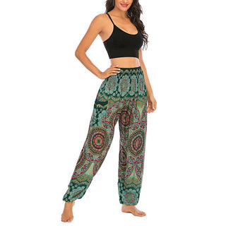 Buddha Gift Boho Loose Round Geometric Pattern Harem Trousers Women's Yoga Pants