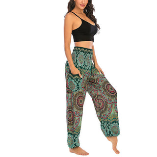 Buddha Gift Boho Loose Round Geometric Pattern Harem Trousers Women's Yoga Pants