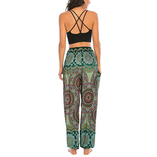 Buddha Gift Boho Loose Round Geometric Pattern Harem Trousers Women's Yoga Pants