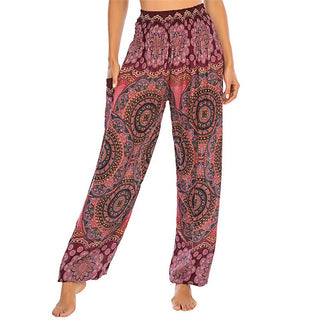 Buddha Gift Boho Loose Round Geometric Pattern Harem Trousers Women's Yoga Pants
