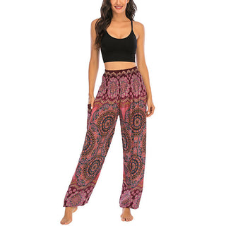 Buddha Gift Boho Loose Round Geometric Pattern Harem Trousers Women's Yoga Pants